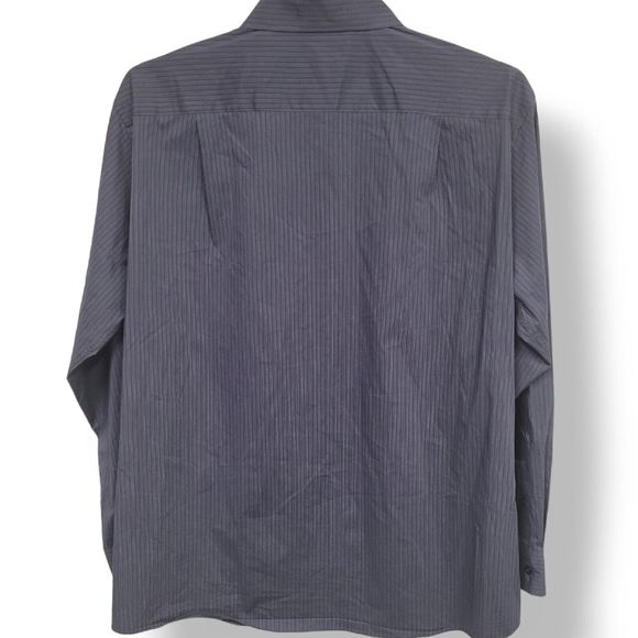 BCBG Attitude Mens Size XL Gray Striped Long Sleeve Collared Button Up Shirt - Picture 3 of 4